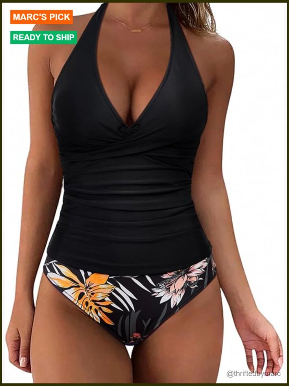 Sexy Halter Tankini Tummy Control High Waisted Swimsuits 2 Piece Set